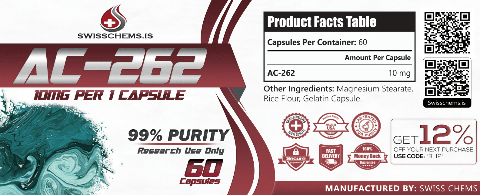 AC-262 (Accadrine), (10mg/capsule) 60 Capsules - Image 3