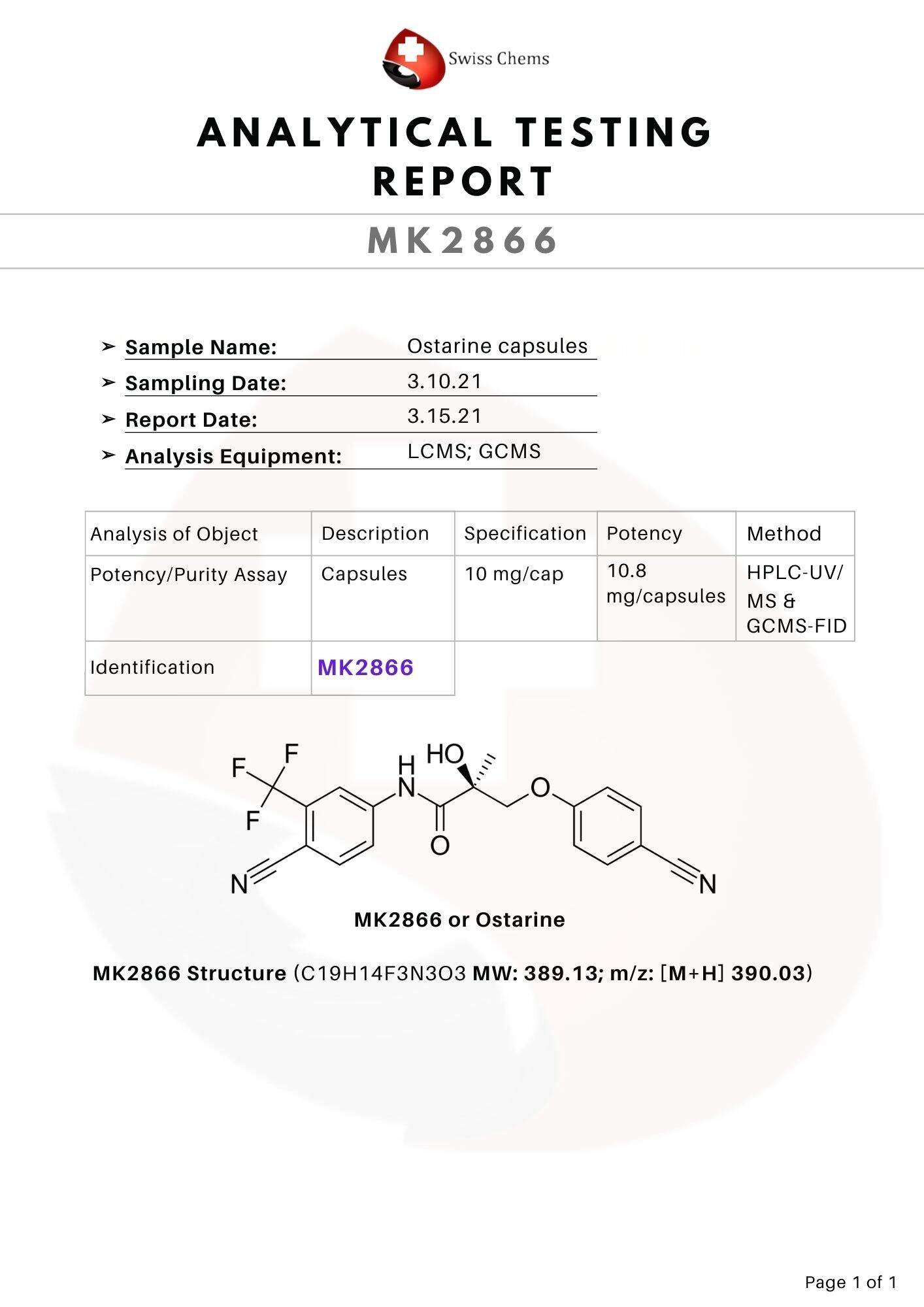 Ostarine (MK-2866), (10mg/capsule), 60 Capsules - Image 4