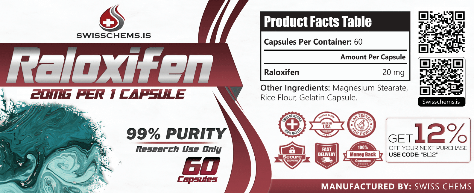 Raloxifene (20mg/capsule), 60 Capsules - Image 2